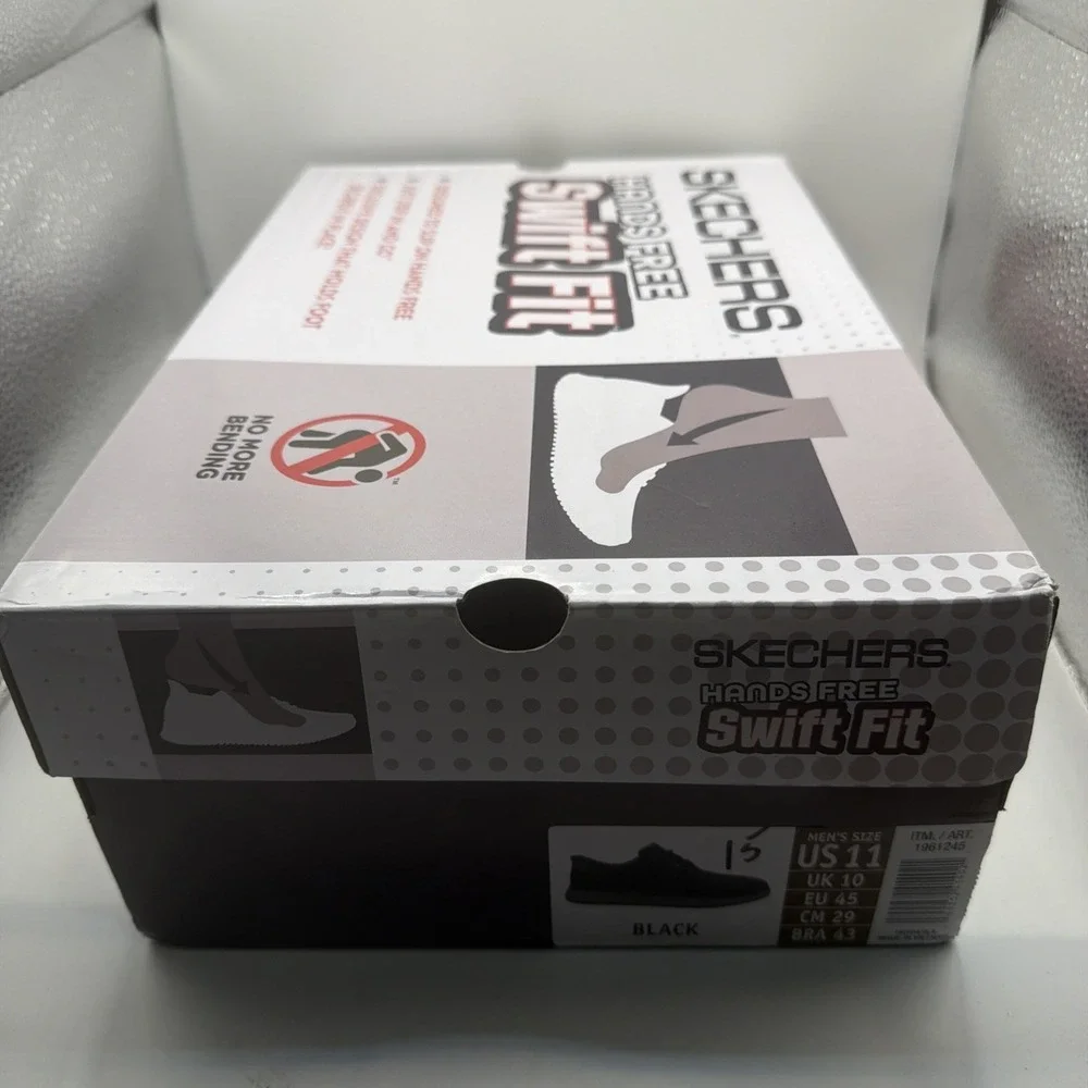 Skechers‎ hands-free swift Fit men's Slip On Black No Bending Shoe. Size 8.5 New